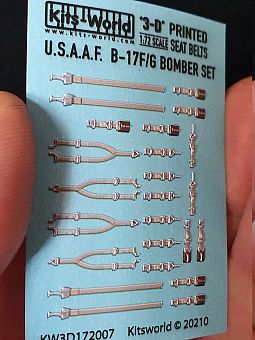 Kitsworld 1:72 scale 3D  WWII U.S.A.A.F Bombers- B-17FG Seat Belts. 