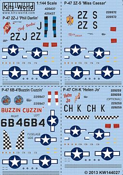 Kitsworld Kitsworld  - P-47D Thunderbolt Bubbletops 1/144 Scale Decal Sheet 