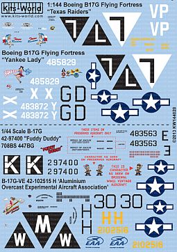 Kitsworld Kitsworld  - B-17G Flying Fortress 1/144 Scale Decal Sheet 