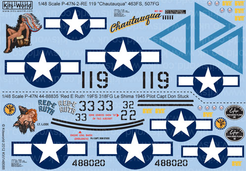 Kitsworld Kitsworld  - 1/48 Scale Decal Sheet P-47 Thunderbolt KW148088 