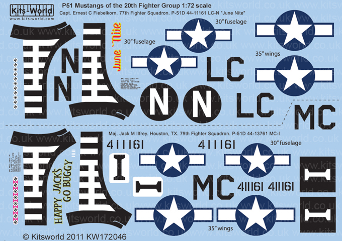Kitsworld Kitsworld 1/72 Scale Decal Sheet P-51D Mustang KW172046~ 