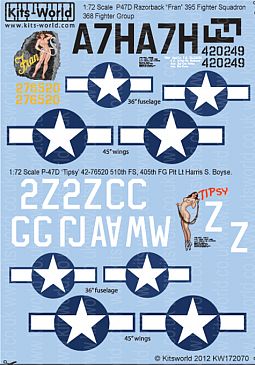 Kitsworld Kitsworld  - 1/72 Scale Decal Sheet P-47 Thunderbolts 