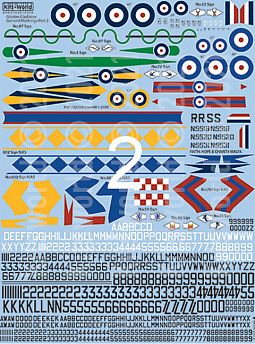 Kitsworld Kitsworld  - 1/72 Scale Gloster Gladiator General Cocardes-ID letters-Serials KW172235 Gloster Gladiator general cocardes, ID letters & serial characters 