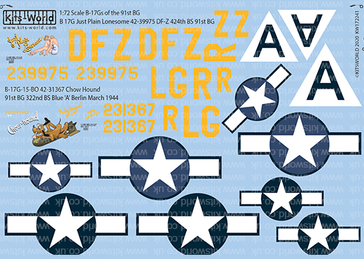 Kitsworld Kitsworld 1/72 Scale Boeing B-17G Flying Fortress Decal Sheet KW172241 