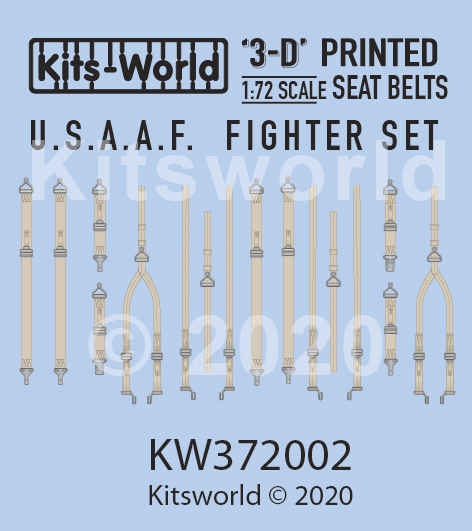 Kitsworld 1:72 scale 3D U.S.A.A.F. Fighter Seat Belt Set KW3D172002 3D Seat Belt Decals 