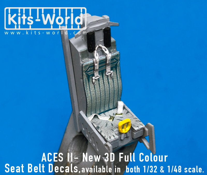 Kitsworld 1:48 scale 'ACES' Ejection Seat Belt Set KW3D148007 3D Seat Belt Decals 